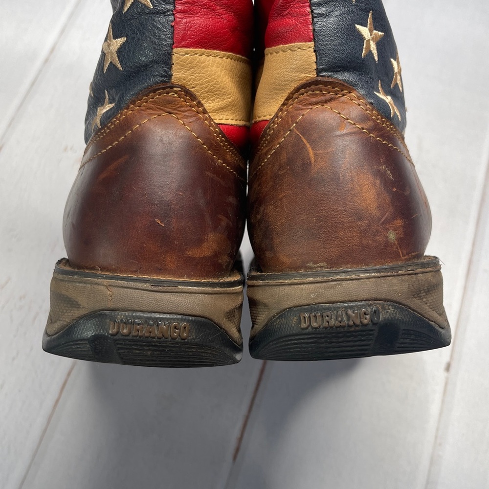 Durango 9 Cowboy Boots Flag Patriotic Ladies Square Toe 10 Inch Western Rodeo - Picture 8 of 15